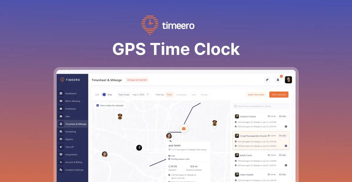 Timeero GPS Time Clock App for Employees